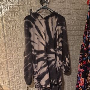 young  fabulous and broke tie dye hooded long sleeve top